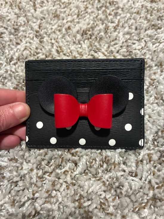 kate spade Accessories - Kate Spade Disney Black Polka Dot Card Holder with Red Bow Accent